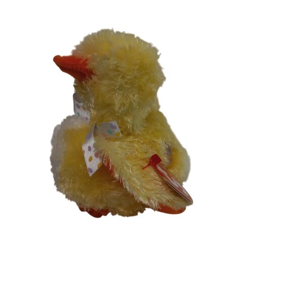 Ty Beanie Baby Of The Month Peepers Duck Chick Plush Toy Polka Dot Bow Tags NEW - Picture 3 of 10